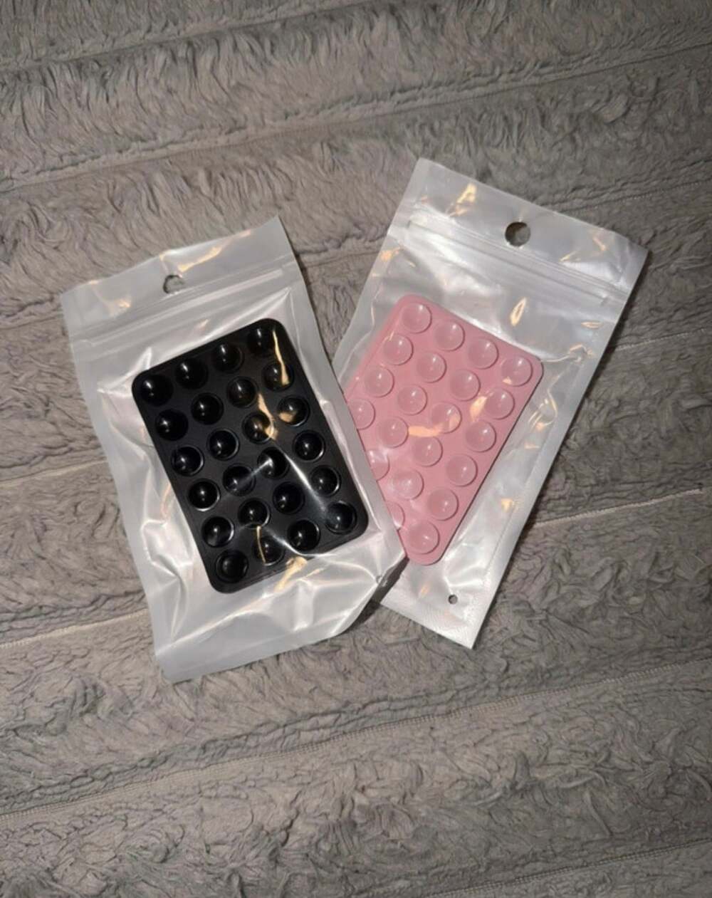 Silicone Suction Cup Phone Holder Set Black and Pink